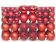 vidaXL Conjunto de bolas de natal 100 pcs 3/4/6 cm vermelho