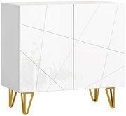 HOMCOM Aparador Branco com 2 Portas e Prateleiras Ajustáveis para Cozinha Sala de Estar Sala de Jantar 80x40x75 cm | Aosom Portugal
