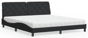 vidaXL Cama com colchão 180x200 cm veludo preto