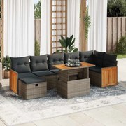 vidaXL 5 pcs conjunto sofás de jardim c/ almofadões vime PE cinzento