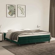 vidaXL Cama com molas/colchão 160x200 cm veludo verde-escuro