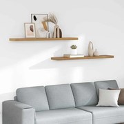 vidaXL Prateleira de Parede 2 pcs Castanho 120 x 23,5 x 4 cm
