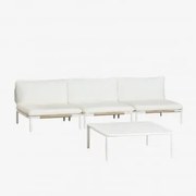 Sofá De Jardim Modular De 3 Peças E Mesa De Centro Roubly Beige De Amêndoa - Sklum