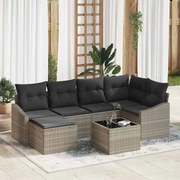 vidaXL Conjunto de Sofá de Jardim 7 Peças com Almofadas Cinzas em Rattan Sintético.