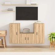 vidaXL Conjunto móveis de TV 3 pcs madeira processada carvalho sonoma