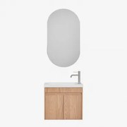 Conjunto De Móvel De Casa De Banho Suspenso Em Madeira Com Lavatório Integrado Narek Castanho Fresno & Ovalado Com Armazenamento Preto - Sklum