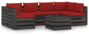 7 pcs conj. lounge jardim + almofadões madeira impreg. cinzento