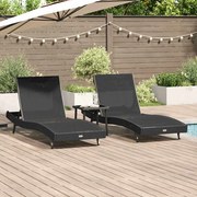 vidaXL Espreguiçadeira 3 pcs Preto 197 x 70 x 82 cm vime PE