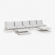 Conjunto De Sofá Modular Amaro De 5 Peças Com Mesa Lateral E Pufe Conversível Gardénia Branco - Sklum