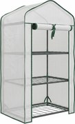 Outsunny Estufa de Jardim de 3 Níveis Estufa de Terraço com 3 Prateleiras para Cultivo de Plantas Flores 59x39x127 cm Branco | Aosom Portugal