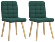 vidaXL Cadeiras de jantar 2 pcs tecido verde-escuro