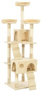 vidaXL Árvore para gatos c/ postes arranhadores sisal 170 cm bege
