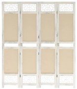 vidaXL Biombo com 4 painéis 140x165 cm tecido cor creme