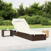 vidaXL Espreguiçadeira c/ teto dobrável 213x63x97 cm vime PE castanho