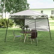 Tenda Dobrável 220x220x200 cm com 1 Parede Lateral Bolsa de Transporte Impermeável e Proteção UV50+ para Jardim Pátio Branco