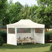 vidaXL Tenda dobrável profissional festas 3 paredes 3x4m aço cor creme
