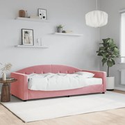 vidaXL Sofá-cama com colchão 90x200 cm veludo rosa