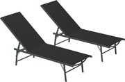 Outsunny Conjunto de 2 espreguiçadeiras de sol espreguiçadeira dobrável textileno reclinável jardim exterior 54 x 164 x 84 cm preto | Aosom Portugal