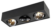 Foco de teto design preto quadrado 3-luzes - Kaya Moderno