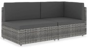 vidaXL Sofá seccional de 2 lugares vime PE cinzento