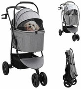 vidaXL Carrinho de Pet Dobrável Cinzeto 78 x 54 x 101 cm Tecido Oxford