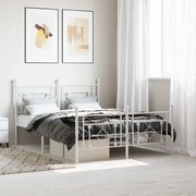 vidaXL Estrutura de cama com cabeceira e pés 140x190 cm metal branco