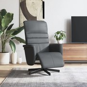 vidaXL Cadeira reclinável com apoio de pés couro artificial cinzento