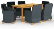 vidaXL 7 pcs conjunto de jantar para jardim cinzento-escuro
