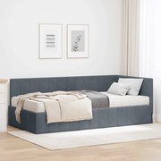 vidaXL Estrutura de Cama de Canto com Colchão 2 pcs Cinzeto Veludo