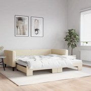 vidaXL Sofá-cama com gavetão 100x200 cm tecido cor creme