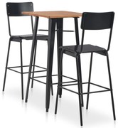 vidaXL 3 pcs conjunto de bar em aço preto