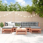 vidaXL 7 pcs conj. lounge jardim com almofadões madeira douglas maciça