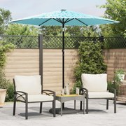 vidaXL Guarda-sol de jardim com poste de aço 223x223x213 cm azul