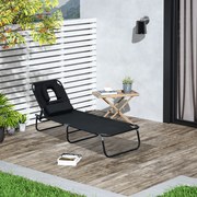Espreguiçadeira jardim Dobrável com Encosto Ajustável em 4 Posições Espreguiçadeira de Jardim com Almofada Estrutura de Aço Tecido Oxford para Acampam