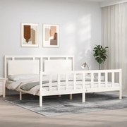 Cama sem colchão 200x200 cm madeira de pinho maciça branco
