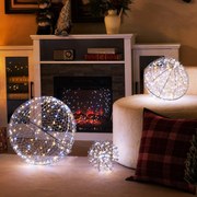 Rena de LED de 3 peças com trenó Figura de rena de Natal iluminada com 280 luzes LED brancas quentes