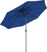 Outsunny Guarda sol Jardim Ø295x250 cm Manivela Mecanismo Inclinação Mastro Desmontável Metal Terraço Azul | Aosom Portugal