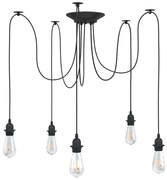 vidaXL Candeeiro suspenso com 5 porta-lâmpadas E27 metal preto