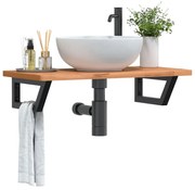 vidaXL Prateleira de parede p/ lavatório aço/madeira de faia maciça