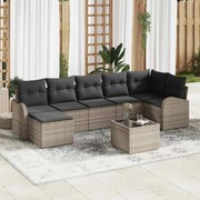 vidaXL Conjunto de Sofá de Jardim de 7 Peças da com Almofadas em Rattan Poly Preto