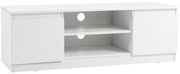 HOMCOM Mesa de TV de Sala com 2 Portas 2 Prateleiras Abertas Móvel para Televisores de 55 Polegadas 120x39,5x40 cm Branco