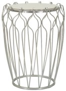 Mesa de Centro Hook - Base de Metal Prata e Topo de Mármore - Ø 47,5 c