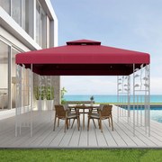 Toldo substituição para pérgula duplo 300 x 300 cm Poliéster Pátio Pavilhão Toldo com fivelas de alumínio Vermelho