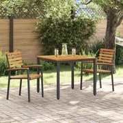 vidaXL Conjunto de Jantar para Jardim 3 pcs Preto e castanho