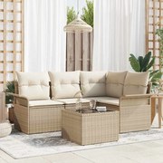 vidaXL Conjunto de Sofá de Jardim com 5 Peças e Almofadas Marrom em Rattan Sintético