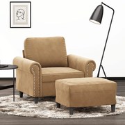 vidaXL Poltrona com apoio de pés 60 cm veludo castanho