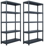 vidaXL Estantes de arrumação 2 pcs preto 250 Kg 80x40x180 cm plástico