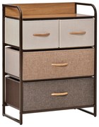 HOMCOM Cómoda para Quarto com 4 Cestos Removíveis e Dobráveis Base Elevada Móvel de Armazenamento 58x29x78,5 cm Multicor | Aosom Portugal