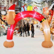 Arco insuflável de Natal com 242 cm de altura, LED, ventilador integrado, cordas e estacas multicolorido