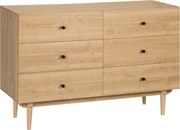 HOMCOM Cômoda 6 gavetas móvel de arrumação pés em madeira maciça 120 x 40 x 80 cm cor madeira | Aosom Portugal